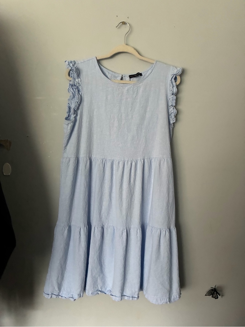 Saks Fifth Avenue Light Blue Tiered Ruffle-Sleeve Dress